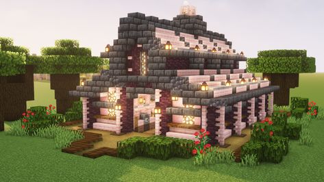 Villager Trading Minecraft Build, Villager Hall Designs, Villager Trading House Minecraft, Minecraft Villager Trading Huts, Minecraft Villager Trading Hall Aesthetic, Cherry Wood Village Minecraft, Villager Trade Hall Minecraft, Mc Villager Trading Hall, Village Trading Hall