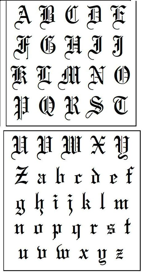 Stencil Template Old English Letters 1.5" Complete Upper & Lower Case Reusable Old English Alphabet Letters, Fancy Old English Letters, Fonts Alphabet Upper And Lower Case, Old English Graffiti, Cool Fonts Alphabet Graffiti, Alphabet Fonts Free Printable, Different Fonts Styles Alphabet, Graffiti Step By Step, Alphabet Fonts Simple