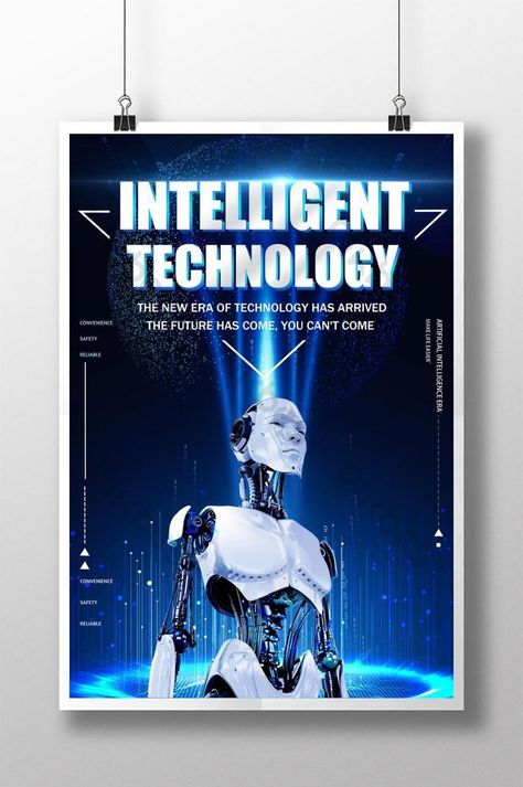 Blue robot artificial intelligence technology poster#pikbest#Templates#Poster#Creative Robotics Poster, Robot Poster, Technology Poster, Blue Robot, Conference Poster, Poster Images, Poster Creative, Angel Posters, Future Poster