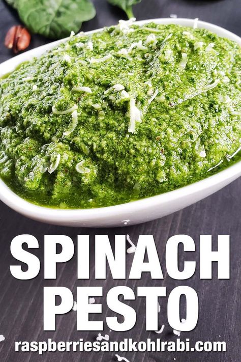 Blanched Spinach, Rolls Eyes, Spinach Basil Pesto, Recipe Spinach, Spinach Pesto, Celery Sticks, Fitness Challenges, Vegan Parmesan, Homemade Pesto