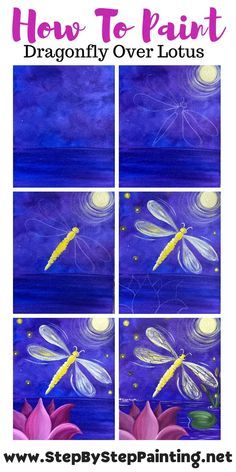 Drawing A Dragonfly, Easy Painting Ideas On Canvas Step By Step, Painting A Dragonfly, Easy Dragonfly Painting, Paint Night Ideas Easy Step By Step, How To Paint Easy Step By Step, How To Paint Step By Step Easy, Dragonfly Painting Acrylic Easy, Kids Paint Night Ideas