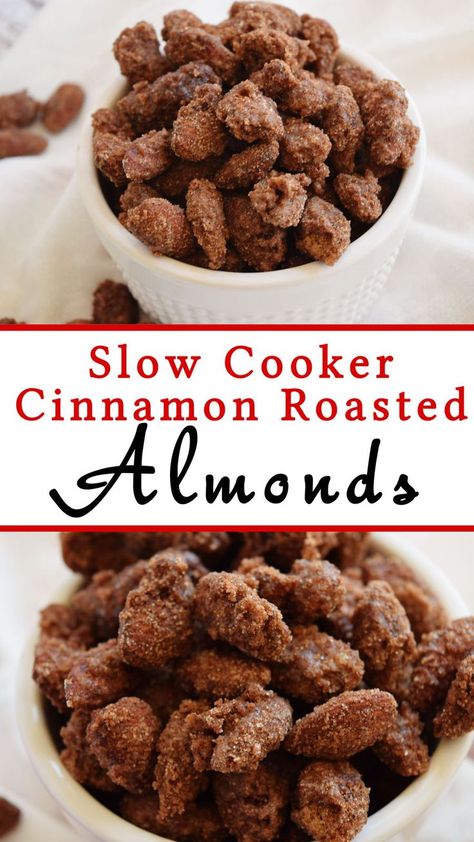 Slow Cooker Cinnamon Roasted Almonds #christmas #recipes #cinnamon #holidays #holidayseason #slowcooker #slowcookerrecipes Cinnamon Roasted Almonds, Real Advice, Almonds Recipe, Crock Pot Recipes, Cinnamon Almonds, Crock Pot Slow Cooker, Think Food, Roasted Almonds, Köstliche Desserts