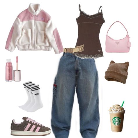 Pink And Brown Nike Shoes, Pink And Brown Adidas Campus, Pink Brown And White Outfit, Adidas Campus Brown Pink, Black And Pink Campus 00s Outfit, Brown Campus 00s Outfit, Brown And Pink Adidas, Pink And Brown Aesthetic Outfit, Pink And Brown Outfit Aesthetic