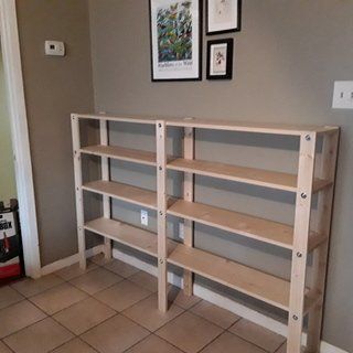 Cheap, Easy, Low-waste Bookshelf Plans: 5 Steps (with Pictures) 2x6 Bookshelf Diy, Diy Sturdy Shelves, Diy Low Bookcase, Cheap Diy Bookshelf, Diy Cheap Bookshelf, Make Your Own Bookshelf, Horizontal Bookshelf Diy, Diy Open Shelf Bookcase, Easy Diy Bookcase