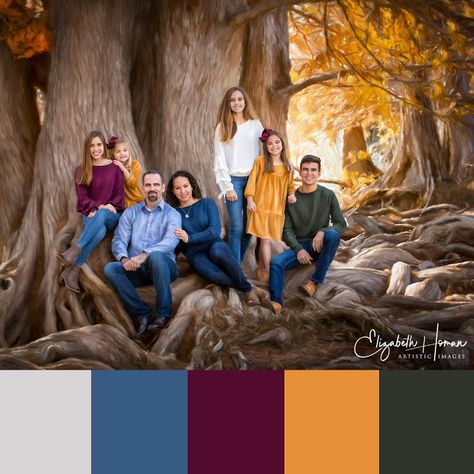 Family Photo Outfits Holiday Color Schemes, Family Pictures Gold Color Schemes, Blue Green Maroon Family Pictures, Green Navy Family Pictures, Plum Fall Family Pictures, Fall Colors Photography Family, Family Color Theme Pictures, Fall Pictures Family Colors, Plum Navy Cream Family Photos