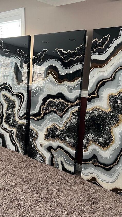 Geode Art Print, Diy Resin Painting, Diy Resin Wall Art, Resin Agate, Resin Idea, Resin Geodes, Resin Art Canvas, Seni Resin, Epoxy Art