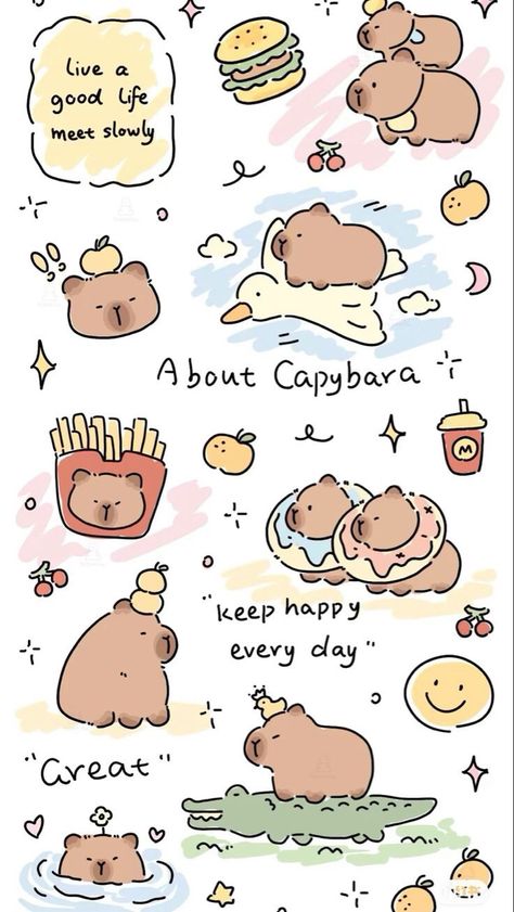 Capybara Doodle, Cute Capybara Drawing, Capybara Drawing, Tiny Baby Animals, His New Girlfriend, Cute Iphone Wallpaper Tumblr, Whatsapp Wallpaper Cute, Cute Easy Doodles, Simple Artwork