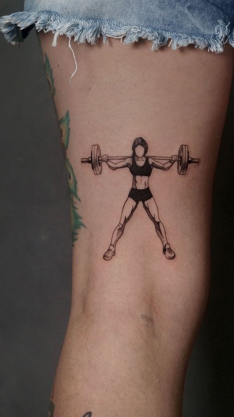 Gym Tattoo Ideas For Woman, Weightlifting Tattoos For Women, Gym Tattoo Design, Crossfit Tattoo Women, Barbell Tattoo Women, Tattoo Academia Feminina, Gym Related Tattoos, Gym Girl Tattoo, Barbell Tattoo Ideas For Women