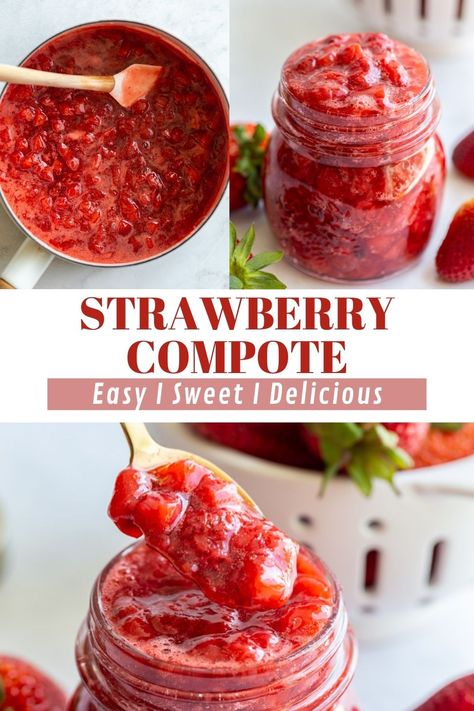 Cream Pancakes, Strawberry Recipe, Homemade Strawberry Sauce, Cake Filling Recipes, Compote Recipe, Vegan Summer Recipes, Strawberry Compote, Yogurt Ice Cream, Strawberry Sauce