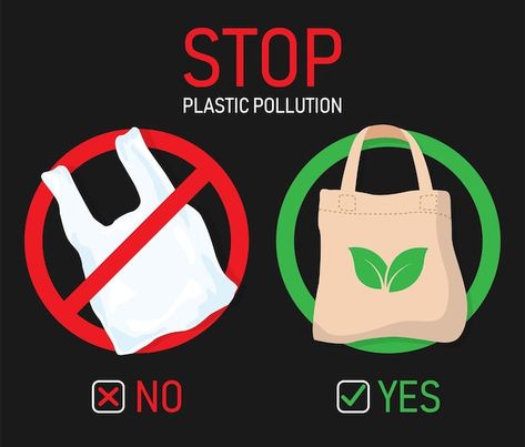 Use environment friendly bag say no to p... | Premium Vector #Freepik #vector #no-littering #recycle #plastic-recycling #litter Evs Project, Say No To Plastic Bags, Stop Plastic Pollution, Say No To Plastic, Plastic Recycling, Use Of Plastic, Plastic Stickers, Green Earth, Plastic Pollution