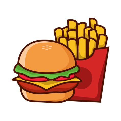 Fries Cartoon, Burger Vector, Burger Cartoon, Spicy Burger, Vector Icons Illustration, Burger And Fries, Western Food, Money Sign, Illustration Cartoon