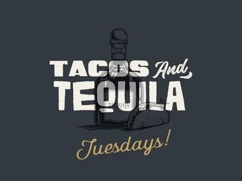 Taco & Tequila Tuesdays! vector drawing design logo branding illustration texture vintage type tequila tacos Mezcal Logo, Tequila Tuesday, Tacos And Tequila, Branding Illustration, Sublimation Ideas, Vintage Type, Taco Tuesday, Branding Packaging, Vector Drawing