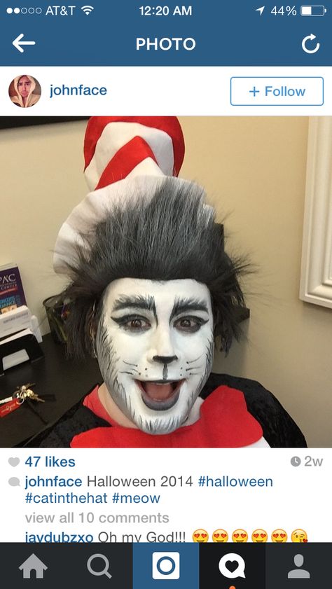 Cat in the Hat Makeup/Hair Idea #seussical Cat In Hat Makeup, Cat In The Hat Makeup Woman, Cat In The Hat Face Paint, Thing 1 Makeup Dr Seuss, Cat In The Hat Makeup, Seussical Who Costumes, Seussical Makeup, Cats Musical Makeup, Seussical Musical