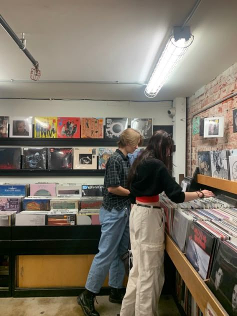 Record Store Couple Aesthetic, Record Store Date Aesthetic, Vinyl Shopping Aesthetic, Record Store Date, Shopping Date Aesthetic, Vinyl Shop Aesthetic, Record Shop Aesthetic, Trashcan Sinatras, Wheatley Portal