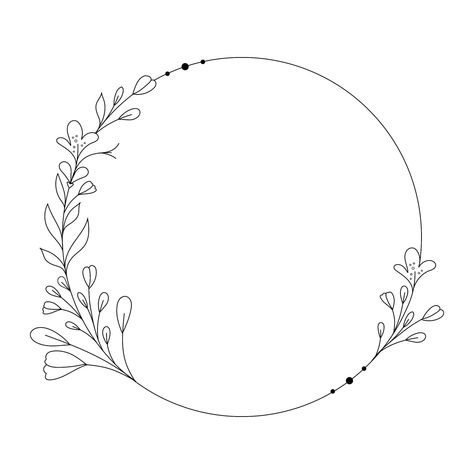 Olive Branch Circle Tattoo, Drawing Wreaths Simple, Wreath Line Drawing, Floral Wreath Drawing, Art Wreath, Wreath Clip Art, Grass Wreath, Floral Line Art, Wreath Clipart