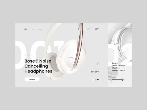 White Space Web Design, Tech Product Website Design, Bose Headphones, Wordpress Developer, Desain Editorial, Page Layout Design, Web Ui Design, Learning Design, Ui Design Inspiration