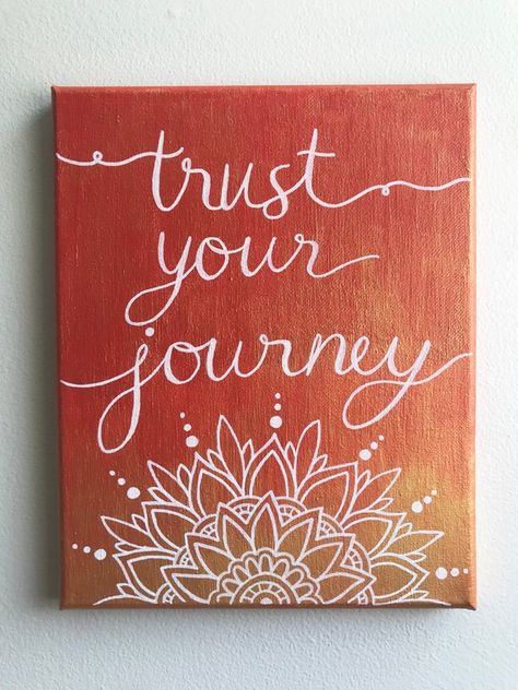 acrylic painting - quote art - inspirational quote - mandala painting - trust your journey - dorm room decor - wedding art - wedding gift - quote painting - birthday gift Quote Mandala, Acrylic Painting Ideas For Beginners, Trust Your Journey, Quote Painting, Easy Acrylic Painting Ideas, Painting School, Canvas Acrylic Painting, Painting Birthday, Easy Acrylic Painting