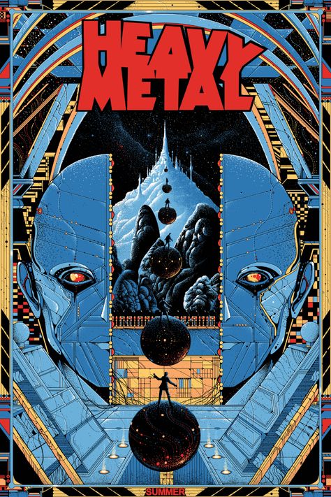 Heavy Metal Poster Design, Metal Cover Art, Heavy Metal Illustration, Heavy Metal Poster, Glam Metal Poster, Heavy Metal Cover Art, Heavy Metal Aesthetic, Sci Fi Illustration, Heavy Metal Artwork