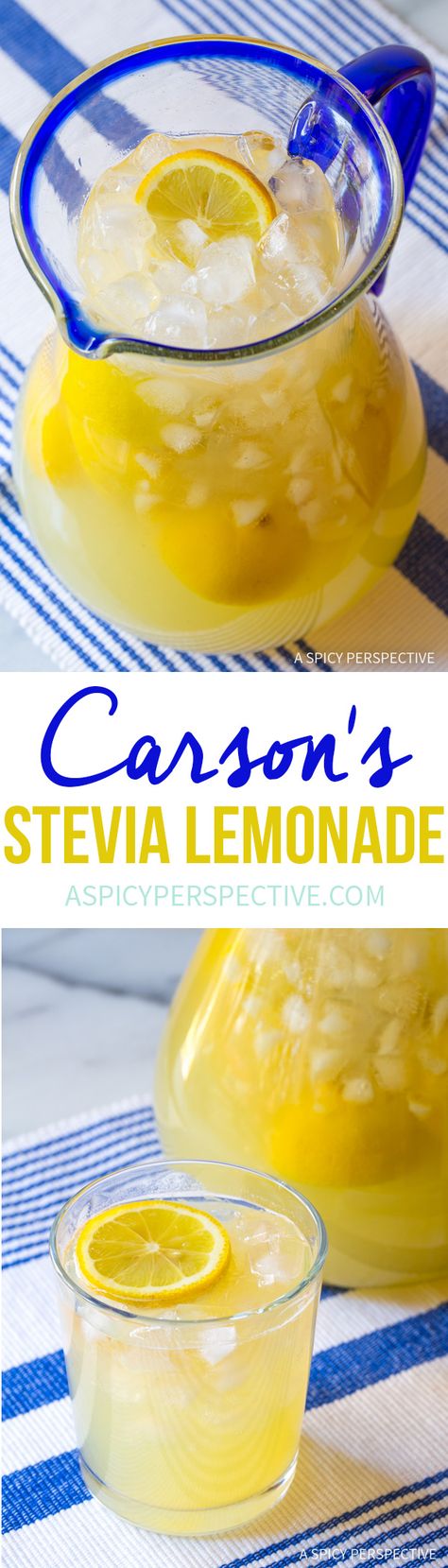 Love this! Carson's Stevia Lemonade Recipe #lowcarb #sugarfree via @spicyperspectiv Stevia Lemonade Recipe, Low Carb Lemonade, Lemonade Recipe With Stevia, Classic Lemonade Recipe, Lemonade With Lemon Juice Concentrate, Paleo Beverages, Lemonade Recipe Using Bottled Lemon Juice, Unsweetened Lemonade, Lemonade Diet