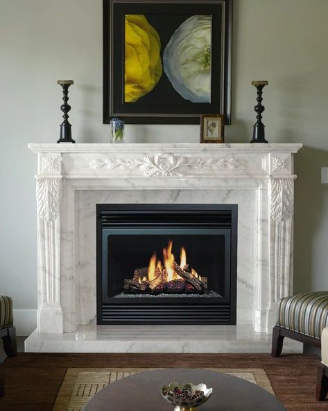 Fountainbleus — Cascadia Stone Marble Fireplace Mantle, Fireplace Mantel Surrounds, Marble Fireplace Mantel, Natural Stone Fireplaces, Stone Mantel, Mantel Surround, Marble Fireplace Surround, Mantel Design, Marble Fireplace