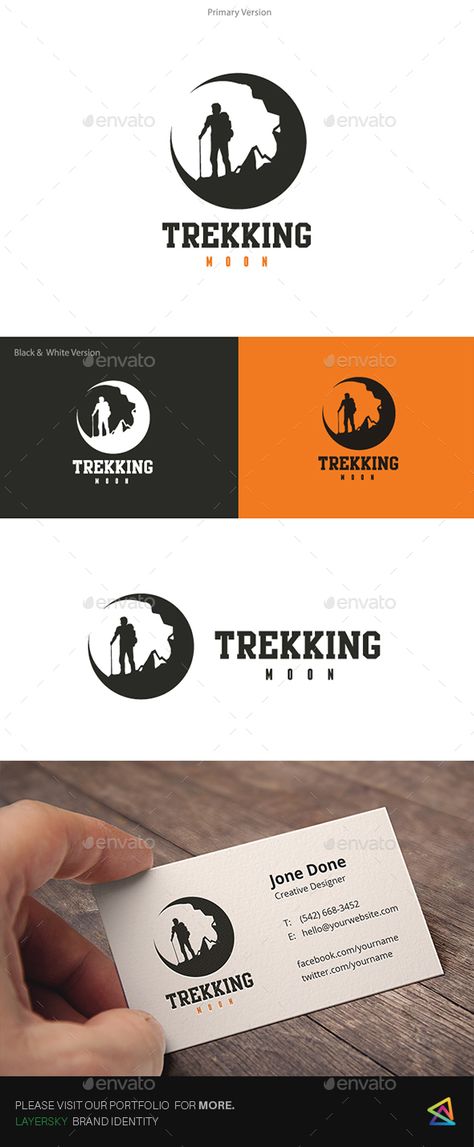 Trekking Quotes, Hiking Logo, Journey Logo, Adventure Logo, Human Logo, Moon Logo, Bold Logo, Travel Logo, Get It Now