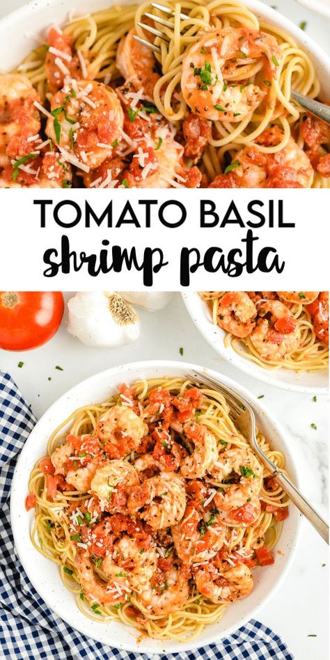 Shrimp Diced Tomatoes Pasta, Shrimp Recipes With Tomatoes, Tomatoe Shrimp Pasta Recipes, Shrimp Pasta Tomato Easy Recipes, Shrimp And Basil Pasta, Shrimp Pasta Recipes Tomato, Shrimp Pasta Recipes With Tomatoes, Shrimp And Tomatoes Recipes, Basil Shrimp Recipes