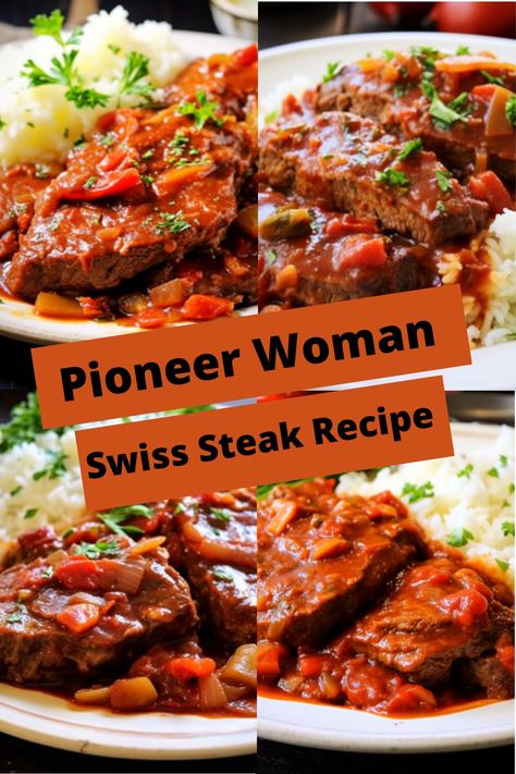 Discover a delicious, easy-to-make family meal with Ree Drummond's signature Pioneer Woman Swiss Steak recipe! Enjoy this classic dish tonight. Pioneer Woman Steak Pizzaiola, What To Do With Swiss Steak, Recipes For Swiss Steak, What To Make With Minute Steaks, Pioneer Woman Swiss Steak Recipe, Swiss Steak Recipes With Stewed Tomatoes, Baked Swiss Steak Recipes, Pioneer Woman Swiss Steak, Beef Swiss Steak Recipes