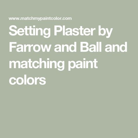 Setting Plaster by Farrow and Ball and matching paint colors Setting Plaster Farrow And Ball, Teresas Green, Artisan Tea, Hall Wallpaper, Sherwin Williams Colors, Paint Matching, Farrow And Ball Paint, Paint Swatches, Matching Paint Colors