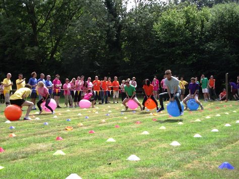 Space Hopper Racing - Corporate Sports Day Sports Day Party Adults, Sports Day Activities For Adults, Field Day Adults, Adult Sports Day Games, Field Day For Adults, Field Day Decorations, Obstacle Course Ideas For Adults, High School Field Day, Sports Day Games For Adults