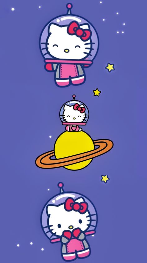 Sanrio Space Wallpaper, Kawaii Space Tattoo, Hello Kitty Space Wallpaper, Hello Kitty In Space, Hello Kitty Space, Grunge Wallpapers, Body Cartoon, Hello Kitty Tattoos, Kawaii Background