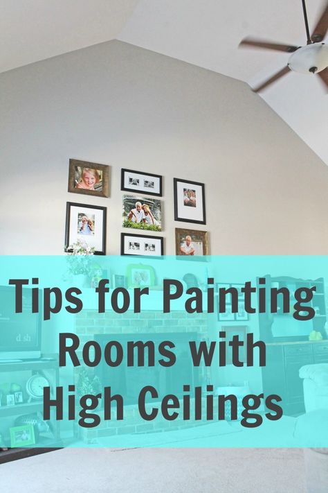 Tips for Painting Rooms with High Ceilings Painting Vaulted Ceilings Living Room, High Ceiling Color Ideas, Living Room With Painted Furniture, Grey Ceiling Living Room, High Ceiling Decorating Bedroom, Bedroom High Ceiling Ideas, High Ceiling Ideas, Living Room Wall Paint, Tall Ceiling Living Room