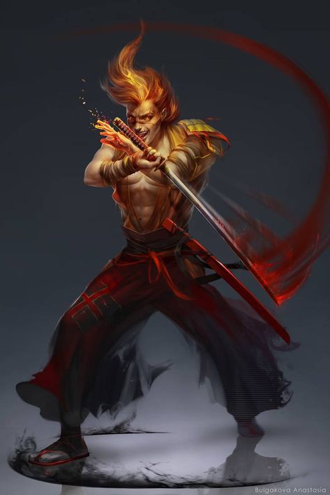 Fire Samurai, Dnd Genasi, Fire Genasi, Ronin Samurai, Wild Magic, Blood Hunter, Dnd Character Art, Dnd Races, D D Character Ideas