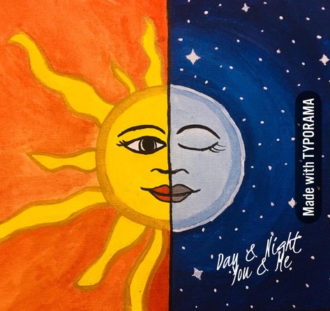 Day Vs Night Painting, Color Contrast Drawing, Night Vs Day Art, Day And Night Drawing Easy, Day And Night Painting Easy, Night And Day Painting, Day And Night Drawing, Night And Day Art, Contrast Art