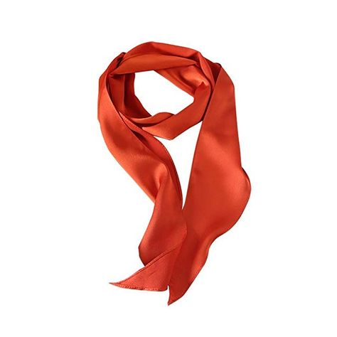 Long Silk Neck Scarf, 50’s Neck Scarf, Orange Neck Scarf, 50s Costume, Silk Scarf Tying, Orange One Size Scarves, Red Silk Scarf, Black Silk Scarf, Orange Scarf