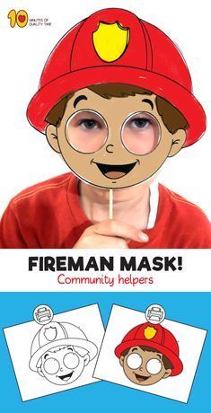 Fireman Mask Template - Community helpers Fire Safety Preschool Crafts, Fireman Kids, Fireman Crafts, Community Helpers Preschool Crafts, Fire Safety Preschool, Fireman Hat, Make Up Diy, Community Helpers Theme, Community Helpers Preschool