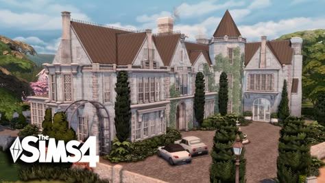 Sims 4 Castle Base Game, Sims 4 English Manor, Sims 4 Lots Base Game, Sims 4 Manor, English Manor Interior, Mansion Sims 4, Family House Interior, Old English House, Countryside Manor