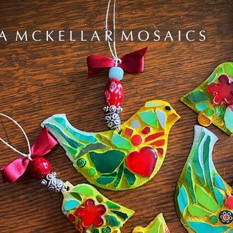 Laura McKellar Mosaics on Instagram: "New small batch of mini ornaments now available @queenies_consignment 🎄 #handmade #birdornament #ornaments #mosaicornaments #christmasmosaics #mosaicornament #mosaicdesign #mosaicartist #artmosaic #mosaicart #modernmosaic #mosaics #mosaic #mosaicartwork #floralmosaic #mosaicchristmas #handmadeornaments #glassmosaic #glassmosaicart #contemporarymosaic #stainedglassmosaic #glassmosaics #mosaicglassart #atlantaartist #georgiaartist #paintingwithglass #lauramckellarmosaics" Laura Mckellar Mosaics, Laura Mckellar, Mosaic Ornaments, Mosaic Christmas, Christmas Mosaics, Atlanta Artist, Bird Christmas Ornaments, Bird Christmas, Diy Mosaic