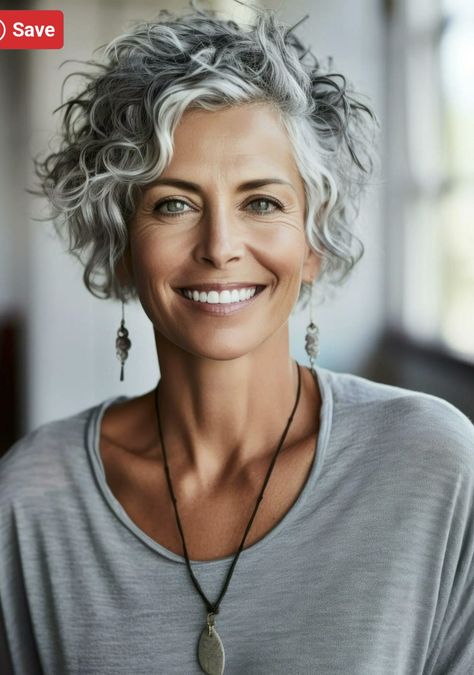 Short Curly Haircuts Grey Hair, Curly Short Grey Hair Over 50, Curly Bob Grey Hair, Grey Curly Short Hair, Gray Short Curly Hair Over 50, Salt And Pepper Hairstyles For Women, Older Women Wavy Hairstyles, Short Grey Wavy Hair, Edgy Haircuts For Curly Hair