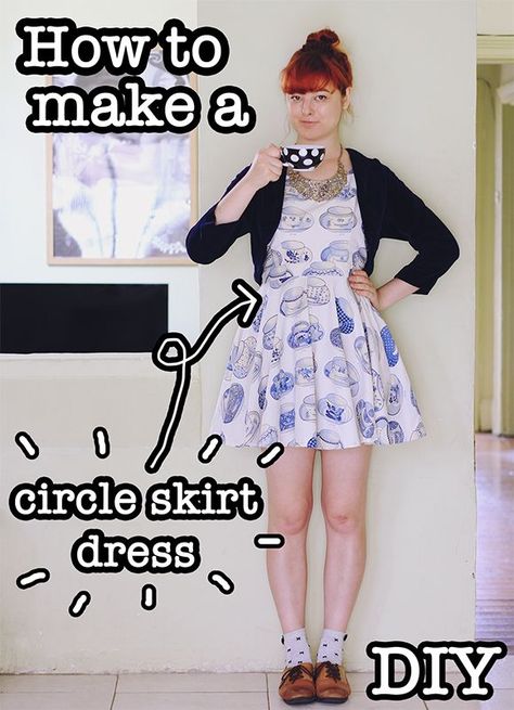 Diy Circle Skirt, Robe Diy, Dress Video, Skirt Pattern Free, Circle Skirt Dress, Patron Vintage, Skirt Tutorial, Sewing Tutorials Free, Circle Dress