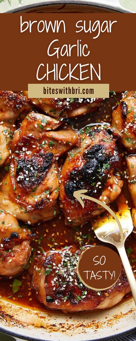 Sweet Marinade For Chicken, Baked Garlic Brown Sugar Chicken, Black Garlic Chicken Recipes, Dark Chicken Meat Recipes, Brown Sugar Garlic Chicken Crockpot, Chicken Thigh Bites Recipes, Garlic Brown Sugar Chicken Thighs, Brown Sugar Chicken Tenders, Worcestershire Sauce Recipes Chicken