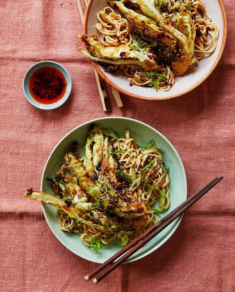 Hispi Cabbage, Cabbage Roasted, Sweet Cabbage, Dump Recipes, Cabbage And Noodles, Veggie Recipe, Miso Butter, Chilli Oil, Sesame Noodles