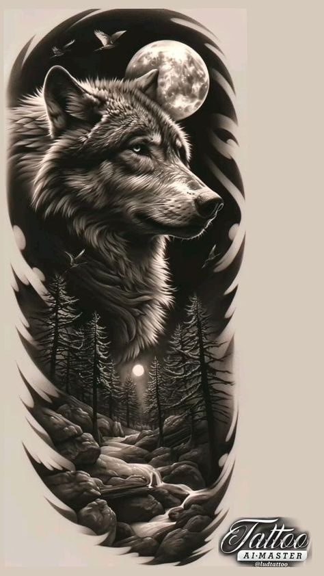 Wolf Tattoo Design Shoulder, Advance Black And Grey Tattoo, Griffon Tattoo, Black Wolf Tattoo, Cover Up Tattoos For Men Arm, Wolf Face Tattoo, Grey Wolf Tattoo, Wolf Sleeve, Cover Up Tattoos For Men