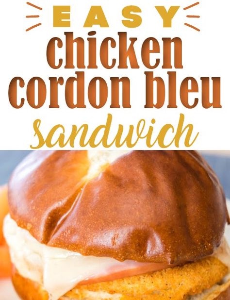 A chicken cordon bleu sandwich is easy to make and a great dinner for busy nights. Tyson Chicken Patties, Cordon Bleu Sandwich, Chicken Cordon Bleu Sandwich, Dinner For Busy Nights, Malibu Chicken, Easy Chicken Cordon Bleu, Tyson Chicken, Cordon Blue, Ham And Cheese Sandwich