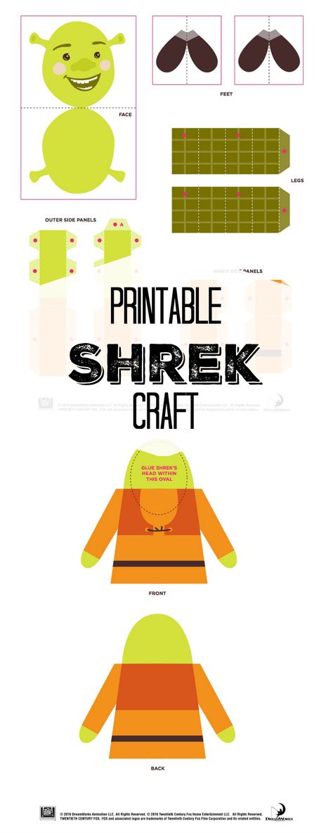 Free Printable Shrek Craft Shrek Printables, Shrek Coloring Pages, Shrek Birthday, Shrek Party, Holiday Movie Night, Paris Disneyland, Movie Crafts, Airplane Crafts, Classroom Materials