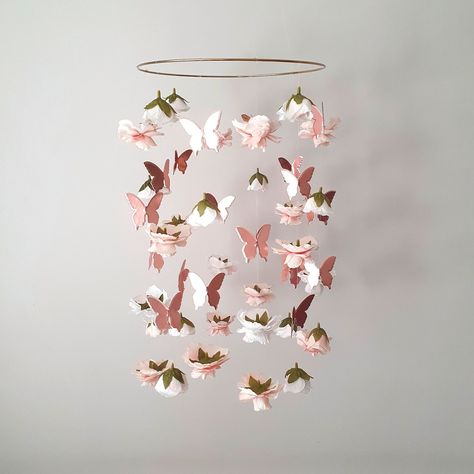 Butterfly Baby Room, Adalyn Grace, Rose Mobile, Mobile For Crib, Floral Mobile, Butterfly Chandeliers, Butterfly Mobile