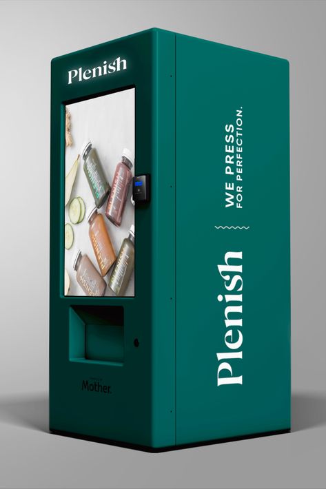 Green smart vending machine. Vending Machine Branding, Vending Machine Design, Fridge Design, Digital Kiosk, Interactive Advertising, Vending Machine Business, Coffee Vending Machines, Coffee Shop Business, Brand Activation