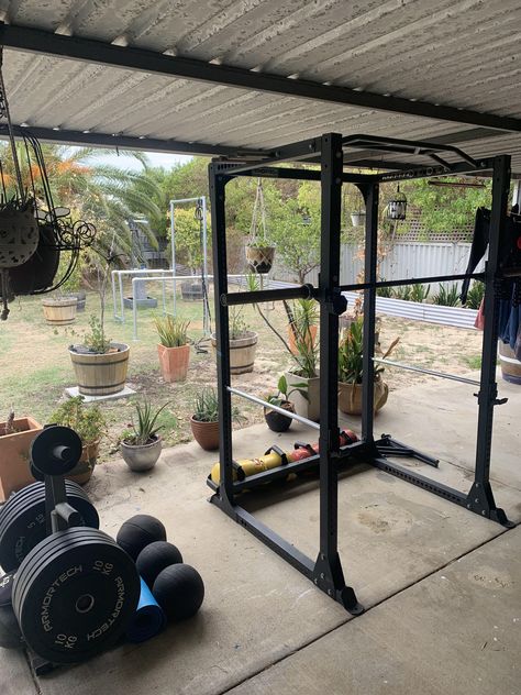 Carport Gym Ideas, Terrace Gym Ideas, Home Gym Shed, Outdoor Home Gym, Gym Shed, Small Home Gyms, Outdoor Gym Equipment, Backyard Gym, Dream Home Gym