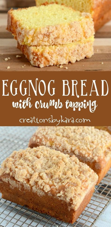 Eggnog Bread, Eggnog Dessert, Quick Bread Recipe, Pane Dolce, Holiday Bread, Christmas Bread, Dessert Aux Fruits, Eggnog Recipe, Quick Bread Recipes