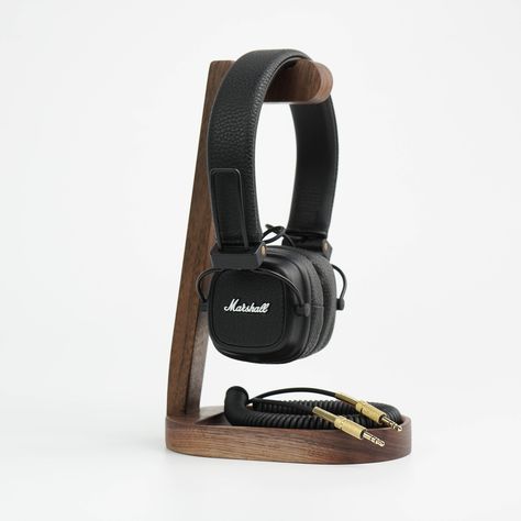 Shop my sale: 50% off. https://etsy.me/3BW2YPQ #etsy #paracel #etsyfinds #etsygifts #etsysale #etsycoupon #shopsmall Laptop Stand Wood, Work Corner, Headphones Stand, Accessories Tray, Marshall Headphones, Wooden Laptop Stand, Wood Headphones, Handmade Wood Crafts, Headset Stand