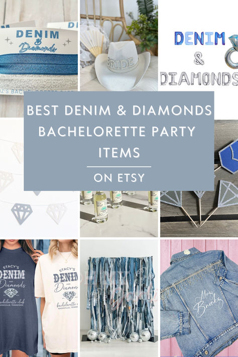 Planning a Denim and Diamonds bachelorette party? Check out our latest blog for the best Etsy finds! From sparkling decor to chic accessories, we've got everything you need to throw a stylish and unforgettable bash. Click to discover the must-have items for your perfect party! #BacheloretteParty #DenimAndDiamonds #EtsyFinds #PartyPlanning Denim Bachelorette Party, Denim And Diamonds Bachelorette Party, Denim Themed Party Outfit, Diamonds Bachelorette, Denim Themed Party, Diamonds And Denim Party, Bachelorette Party Items, Denim Party, Diamond Party